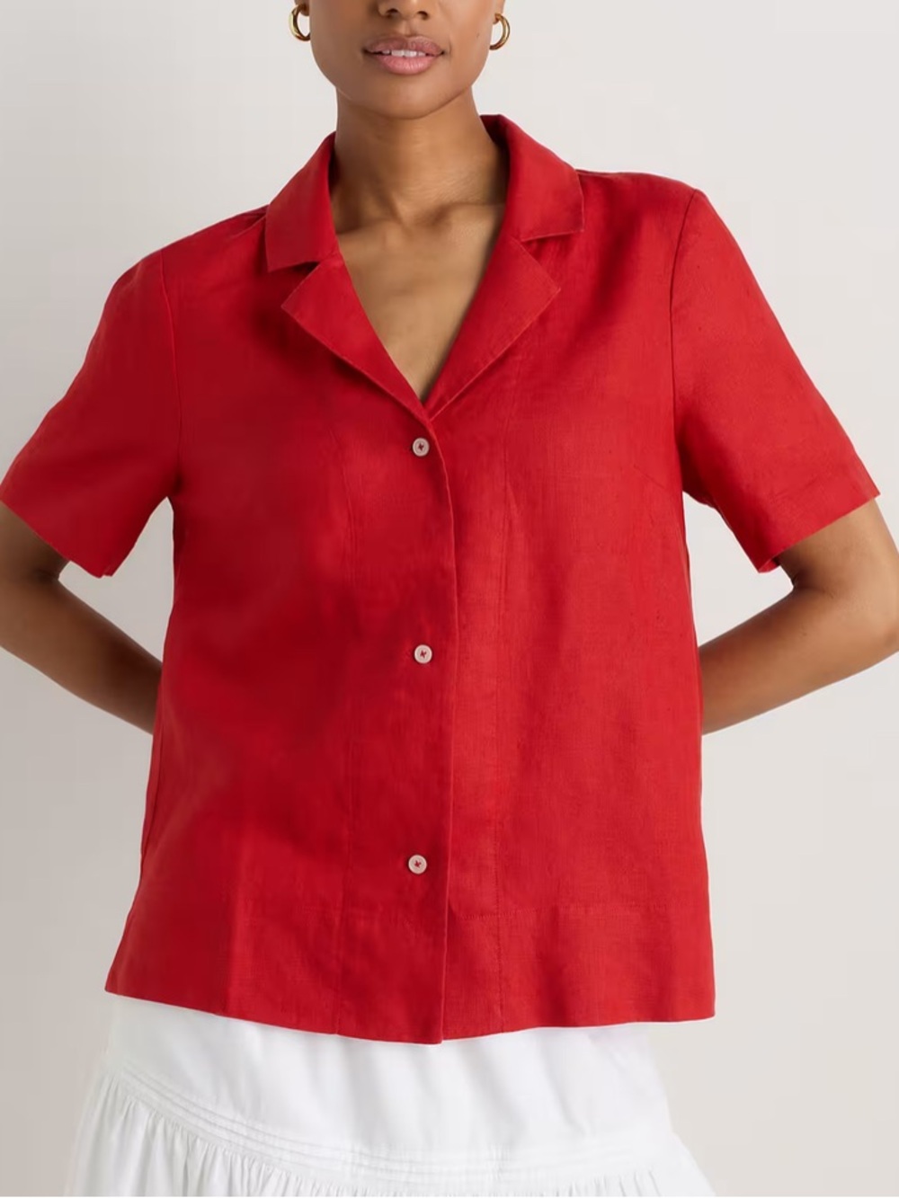 QUINCE 100% European linen short sleeve buttoned shirt sz medium